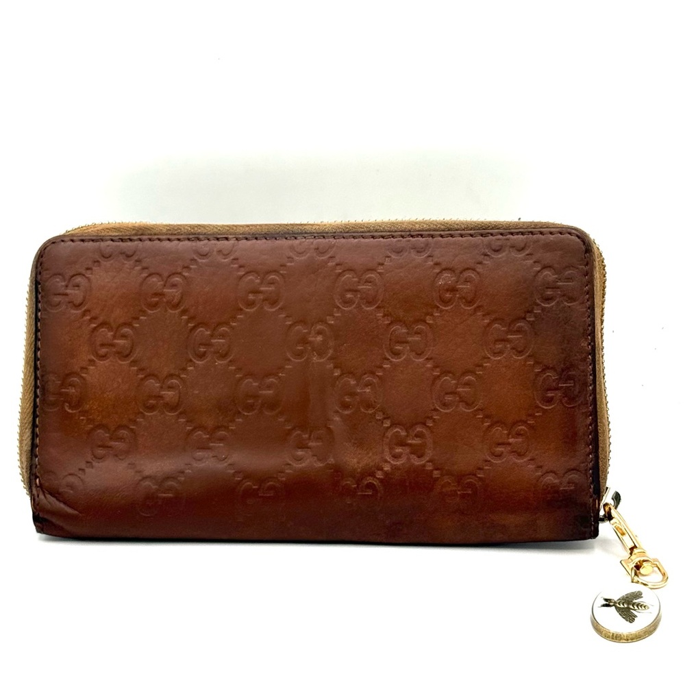 Gucci Guccissima Brown Leather Zip-Around Continental Wallet 👇🏻⚠️Callouts